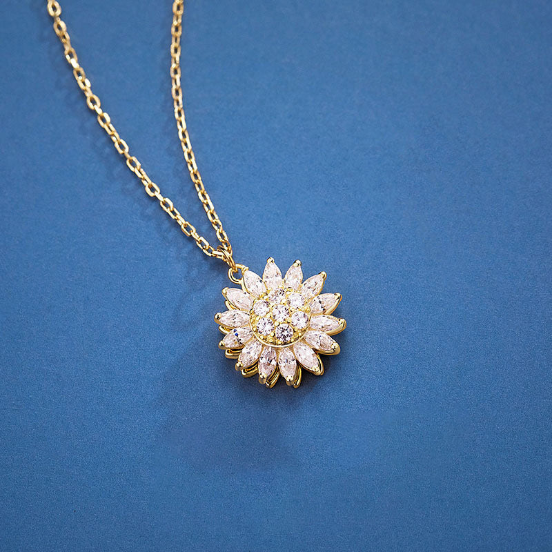 To My Granddaughter Sunflower Rotating Necklace