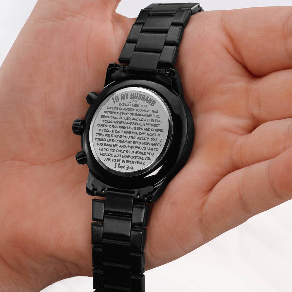 To My Husband - Proud To Be Yours - Engraved Premium Watch - Gift Set
