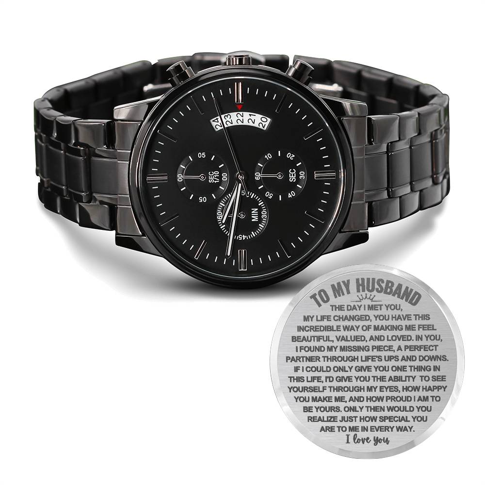 To My Husband - Proud To Be Yours - Engraved Premium Watch - Gift Set