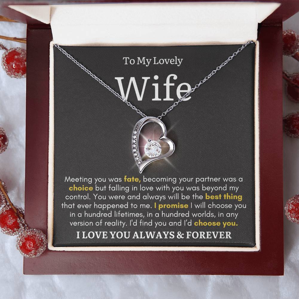To My Lovely Wife - Meeting You Was Fate - Forever Heart Necklace