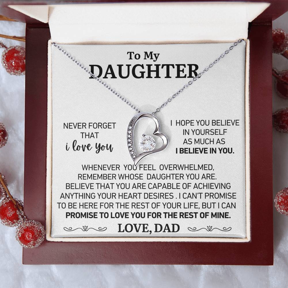 To My Daughter - Love Dad - You Are Capable - Forever Heart Necklace - Gift Set