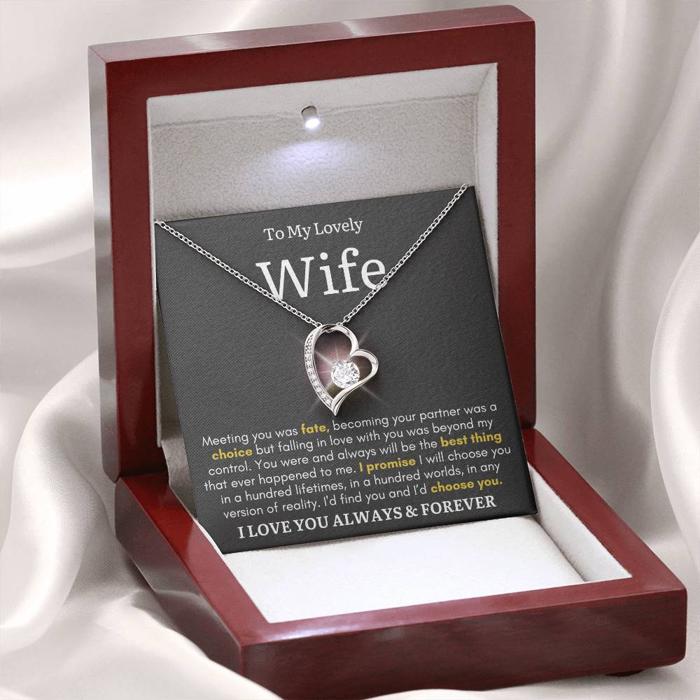 To My Lovely Wife - Meeting You Was Fate - Forever Heart Necklace
