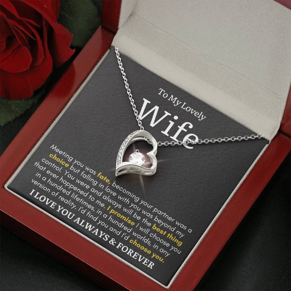 To My Lovely Wife - Meeting You Was Fate - Forever Heart Necklace