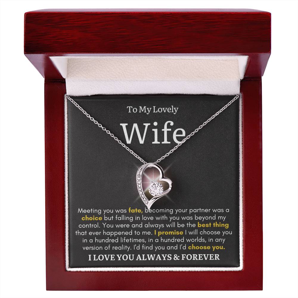 To My Lovely Wife - Meeting You Was Fate - Forever Heart Necklace