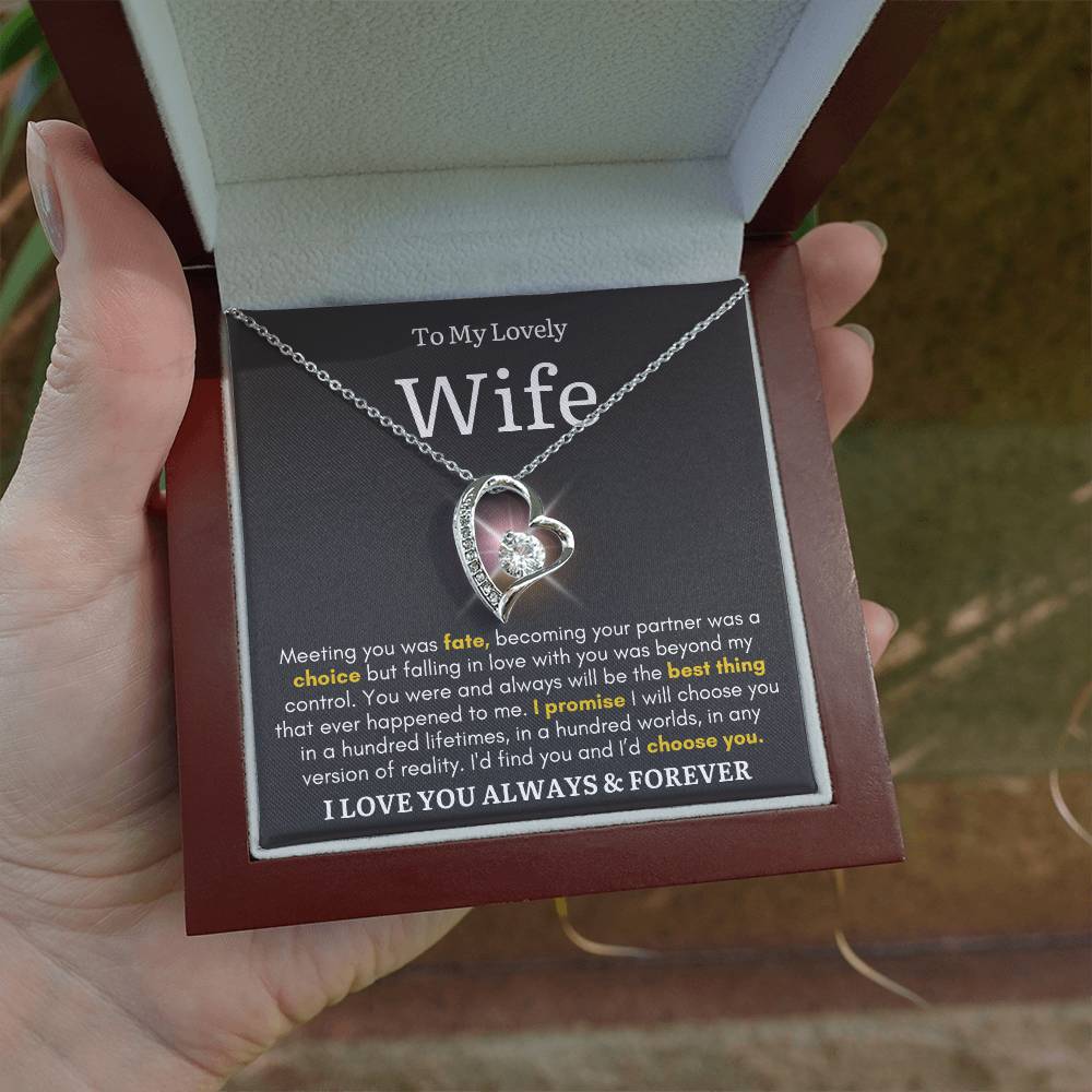 To My Lovely Wife - Meeting You Was Fate - Forever Heart Necklace