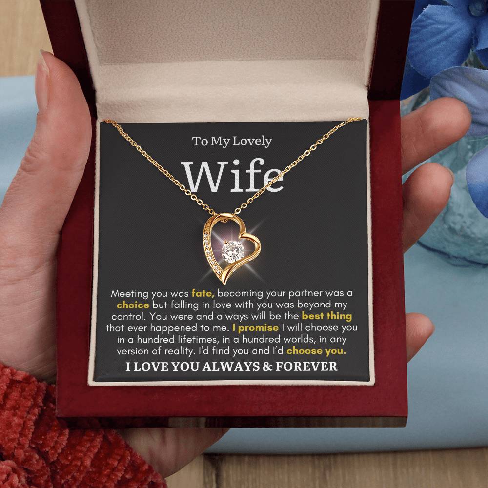 To My Lovely Wife - Meeting You Was Fate - Forever Heart Necklace