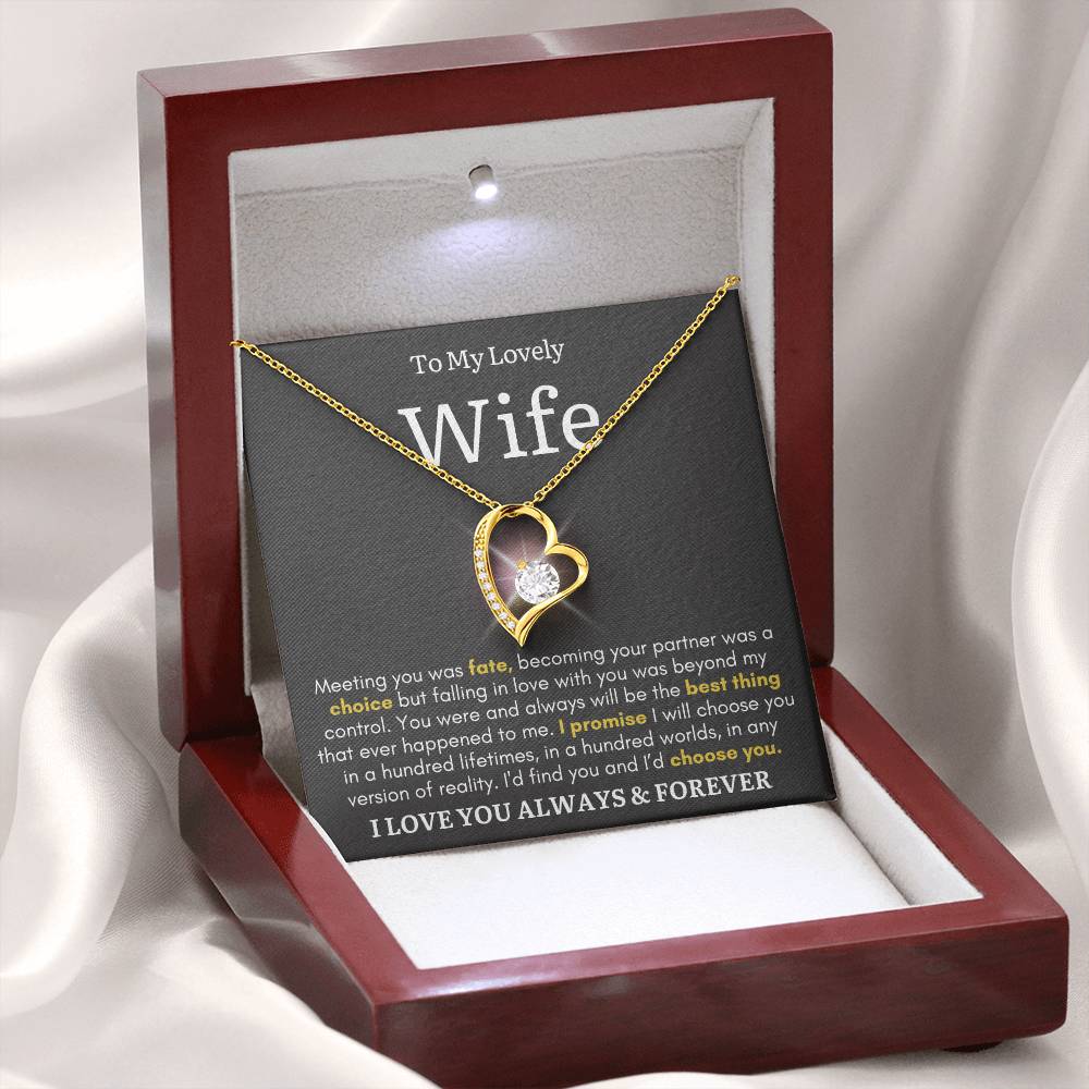 To My Lovely Wife - Meeting You Was Fate - Forever Heart Necklace