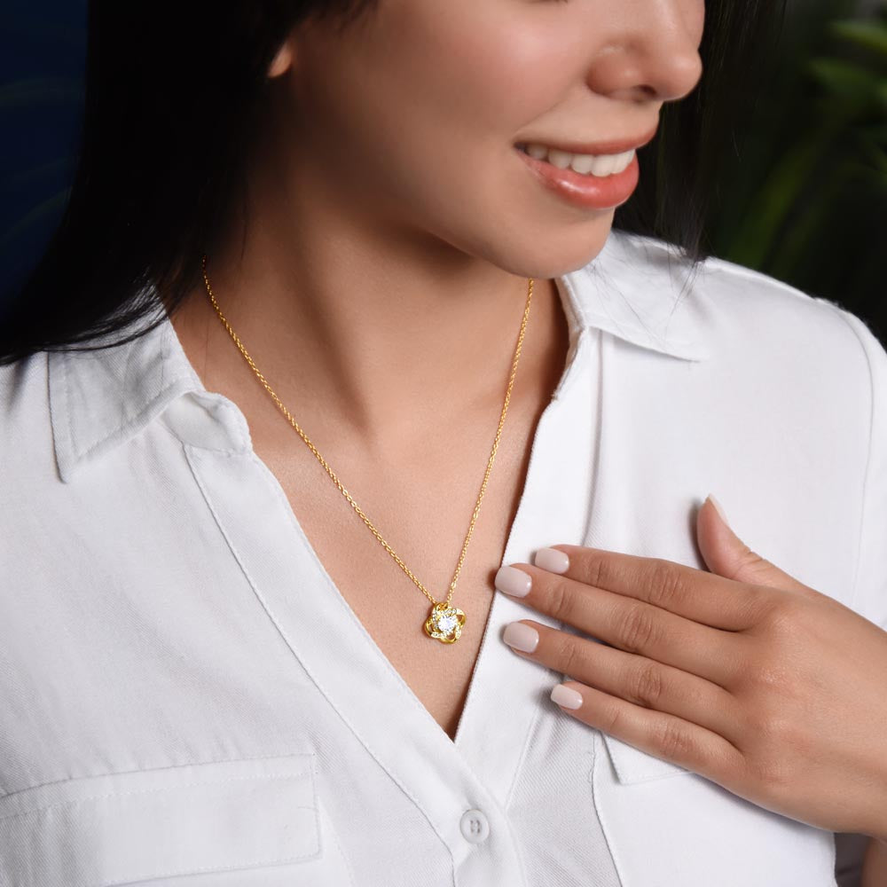 TO MY WIFE - Can't Live Without You - Love Knot Necklace (black background)