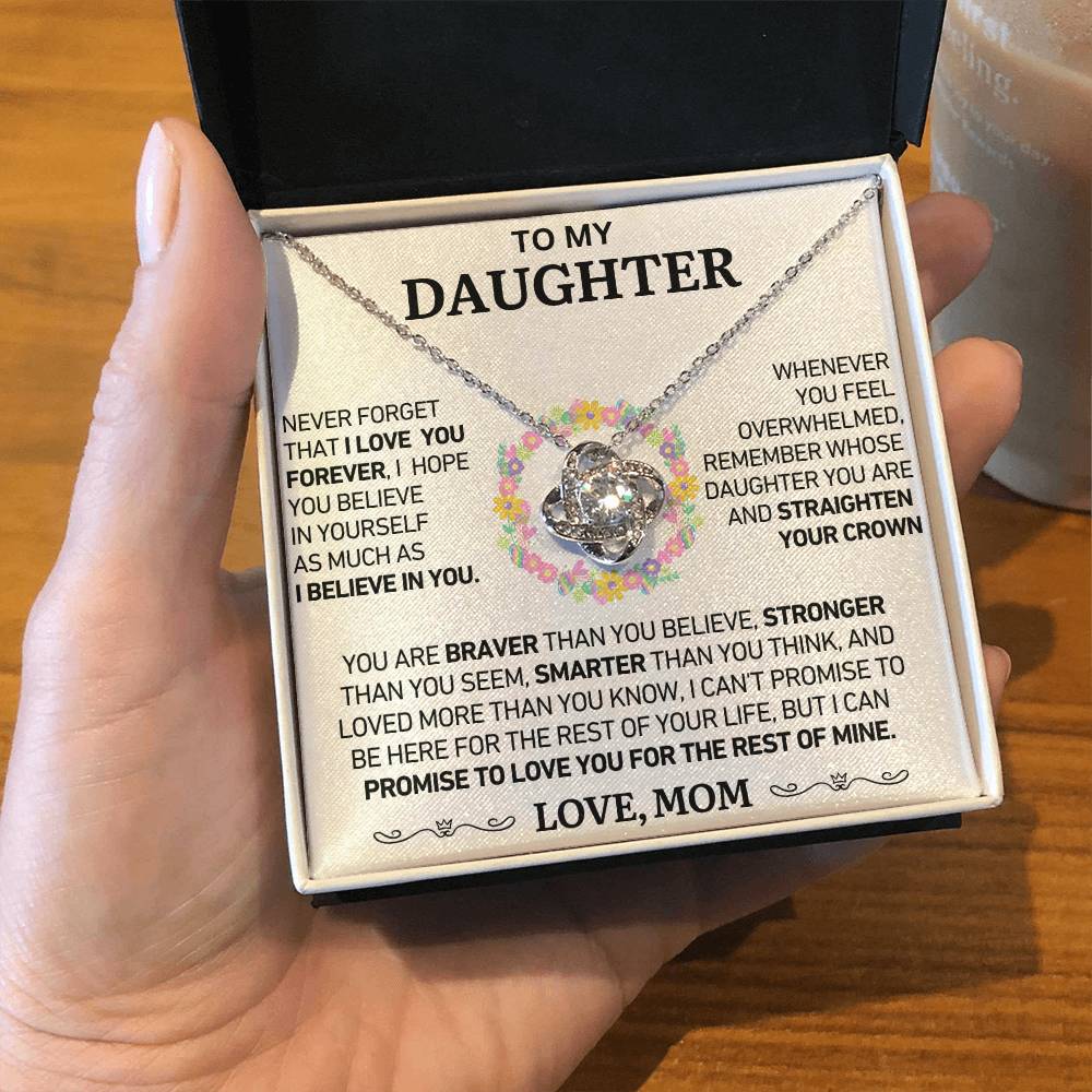To My Daughter - Never Forget That I Love You - Love Knot Necklace - Love, Mom