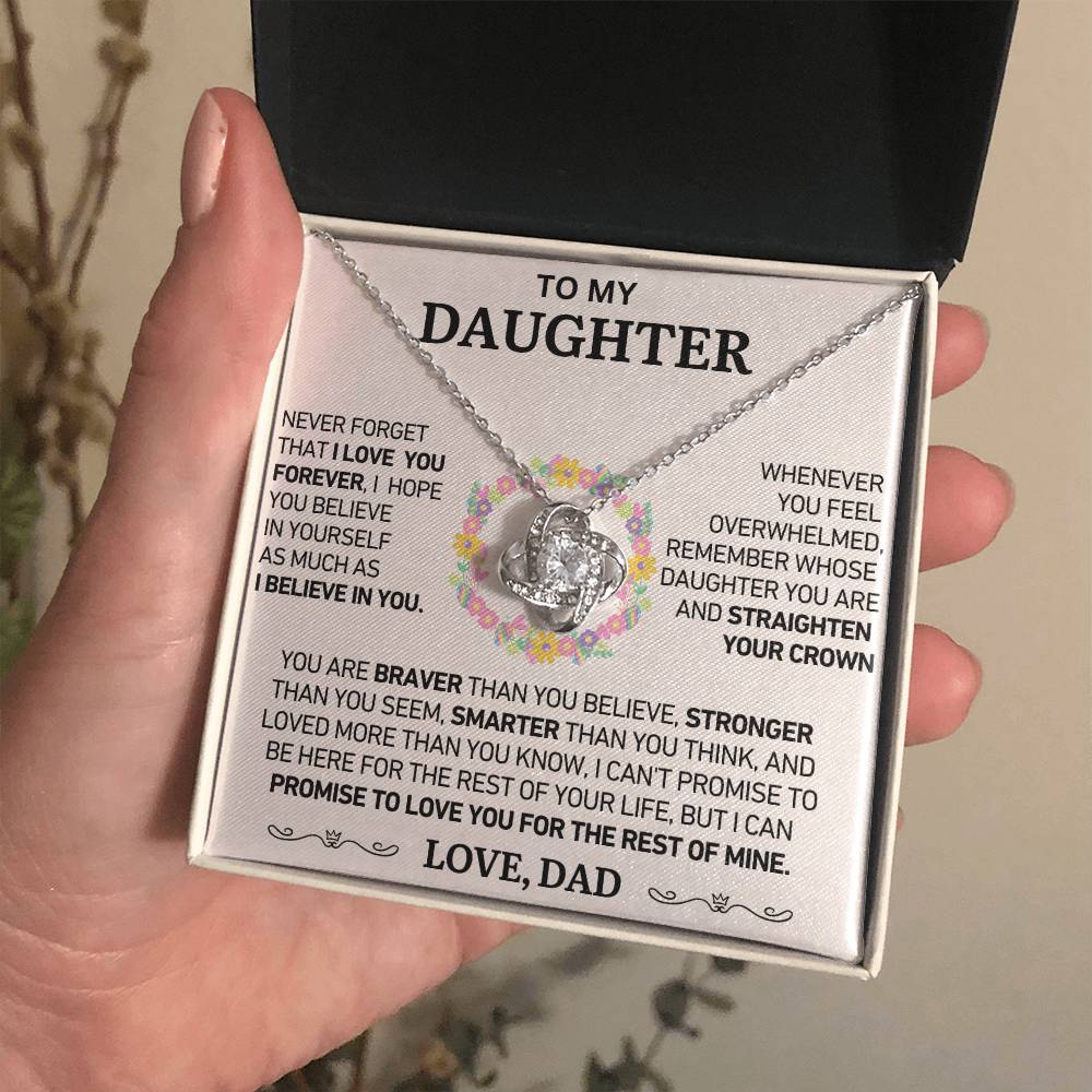 To My Daughter - Never Forget That I Love You - Love Knot Necklace - Love, Dad - Gift Set