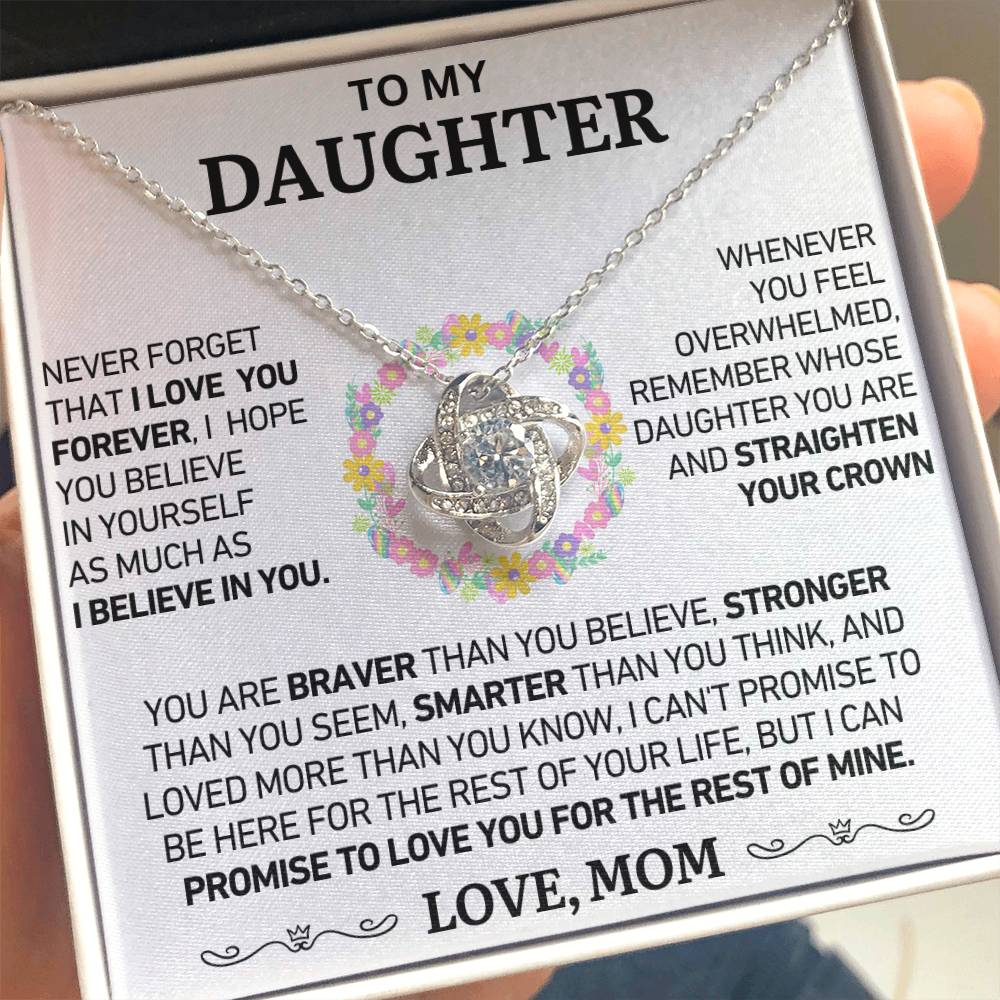 To My Daughter - Never Forget That I Love You - Love Knot Necklace - Love, Mom