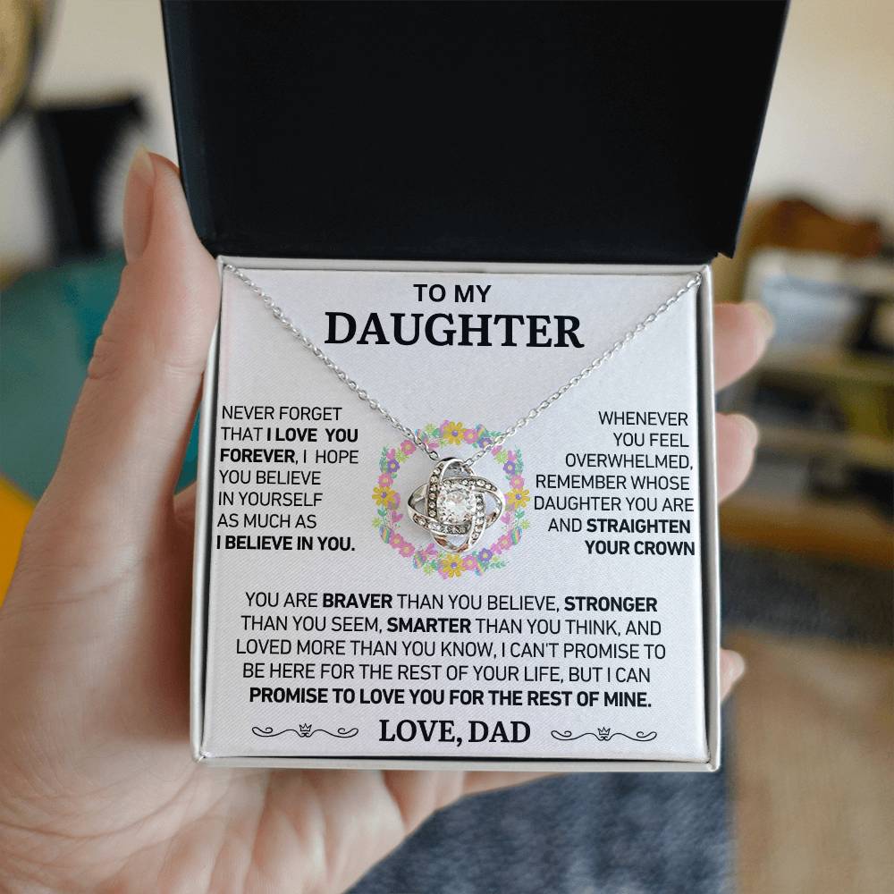 To My Daughter - Never Forget That I Love You - Love Knot Necklace - Love, Dad - Gift Set