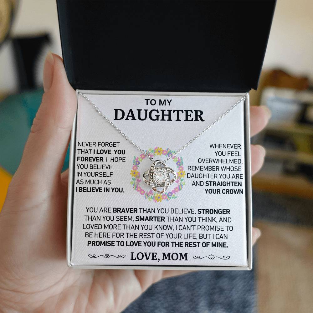 To My Daughter - Never Forget That I Love You - Love Knot Necklace - Love, Mom