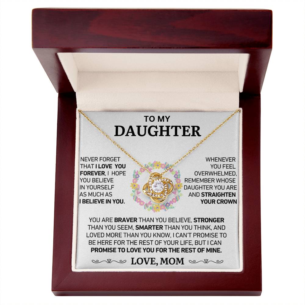 To My Daughter - Never Forget That I Love You - Love Knot Necklace - Love, Mom