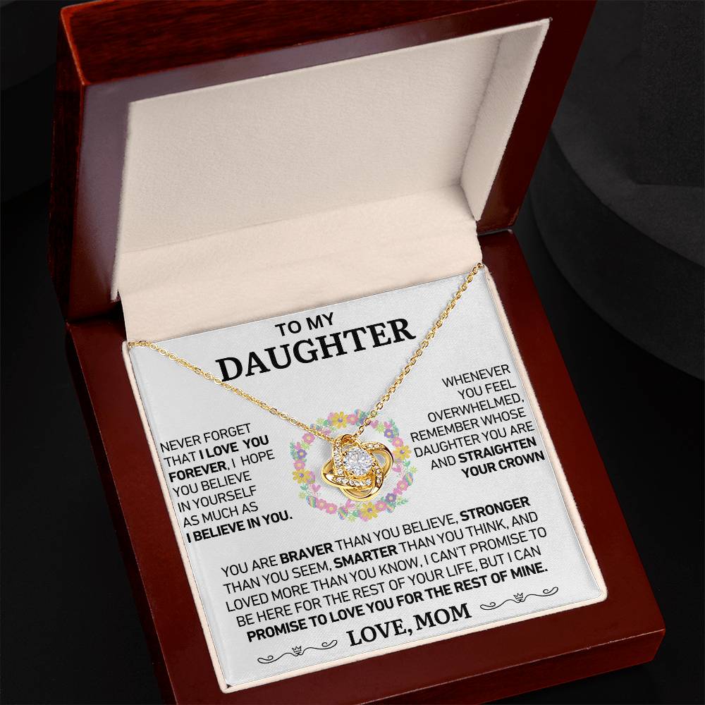 To My Daughter - Never Forget That I Love You - Love Knot Necklace - Love, Mom