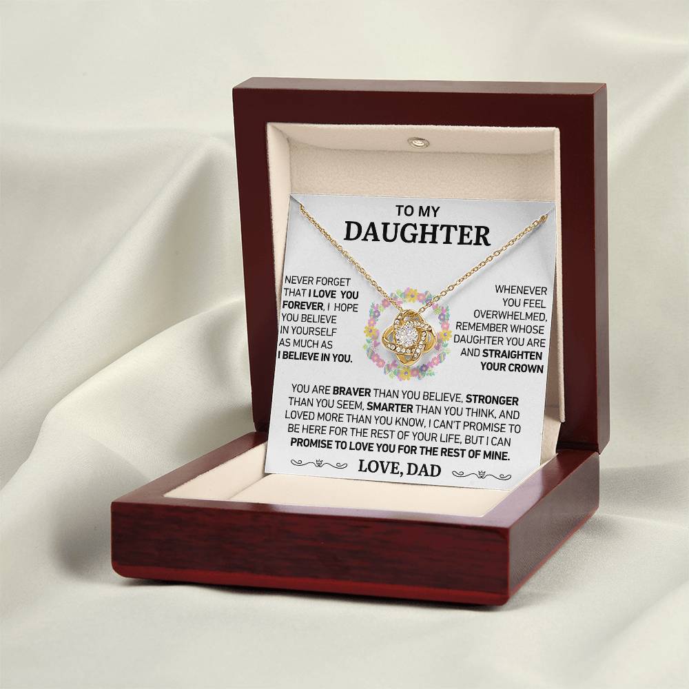 To My Daughter - Never Forget That I Love You - Love Knot Necklace - Love, Dad - Gift Set