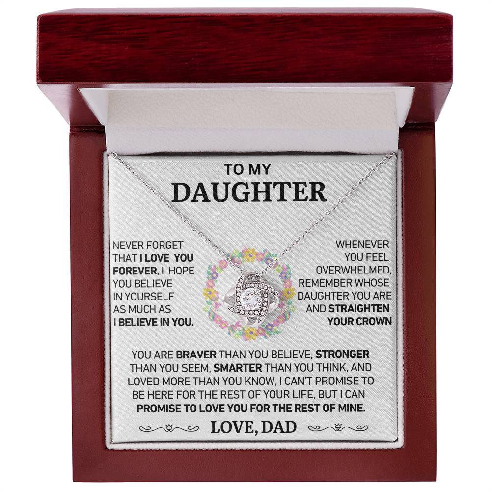 To My Daughter - Never Forget That I Love You - Love Knot Necklace - Love, Dad - Gift Set
