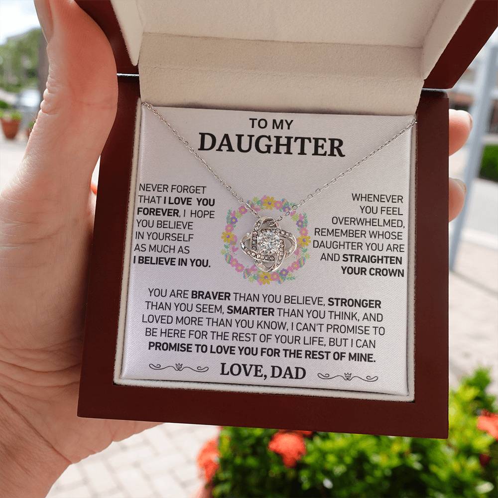 To My Daughter - Never Forget That I Love You - Love Knot Necklace - Love, Dad - Gift Set