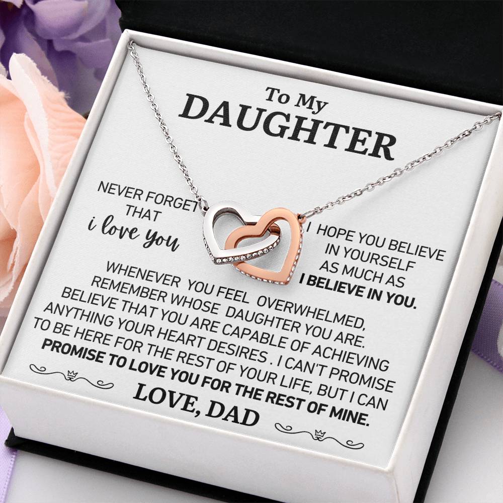 To My Daughter - Love Dad - You Are Capable - Twin Heart Necklace - Gift Set