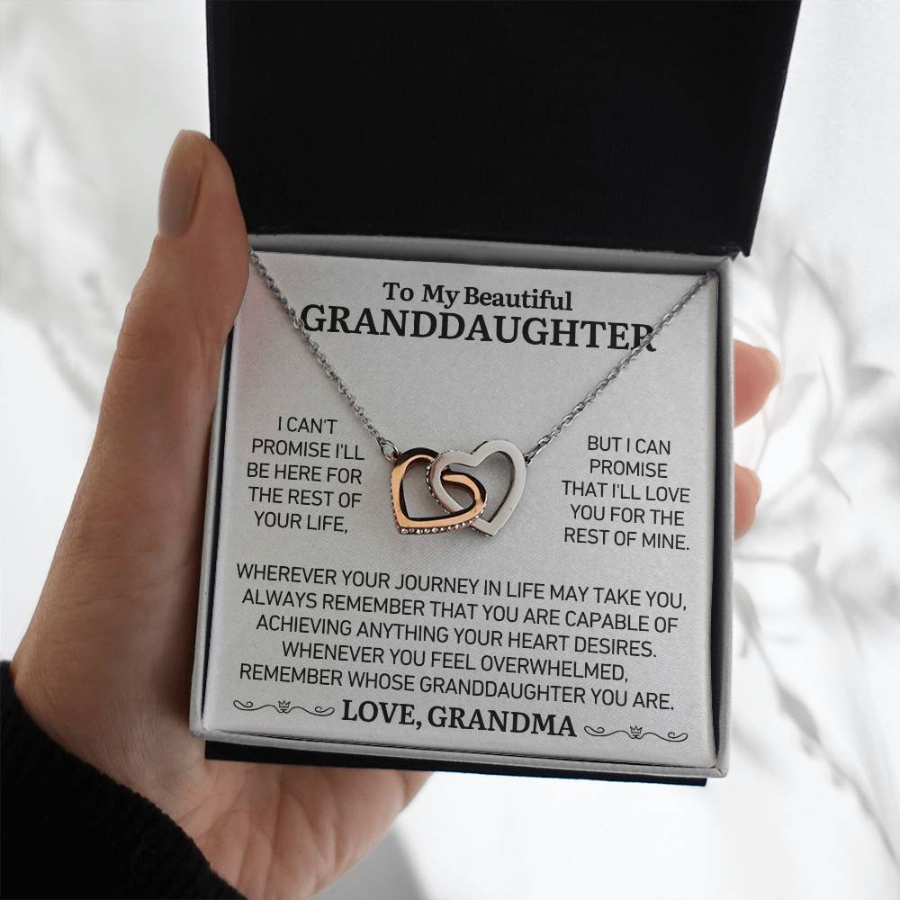 To My Beautiful Granddaughter - Love Grandma - Twin Heart Necklace - Gift Set