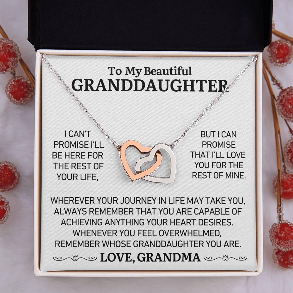 To My Beautiful Granddaughter - Love Grandma - Twin Heart Necklace - Gift Set