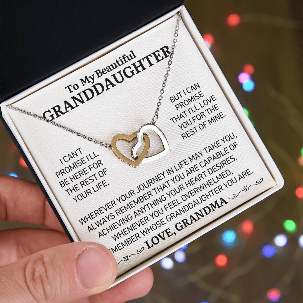 To My Beautiful Granddaughter - Love Grandma - Twin Heart Necklace - Gift Set