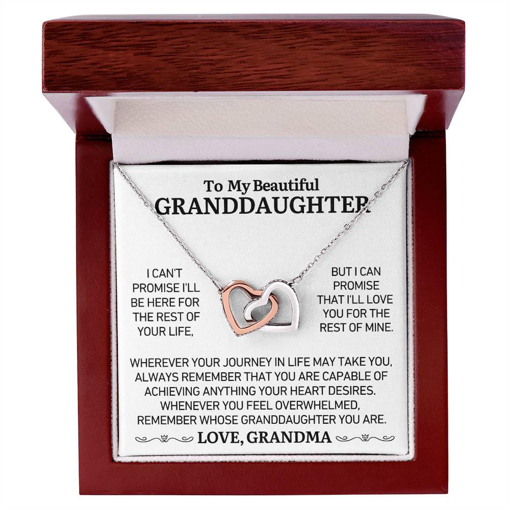 To My Beautiful Granddaughter - Love Grandma - Twin Heart Necklace - Gift Set