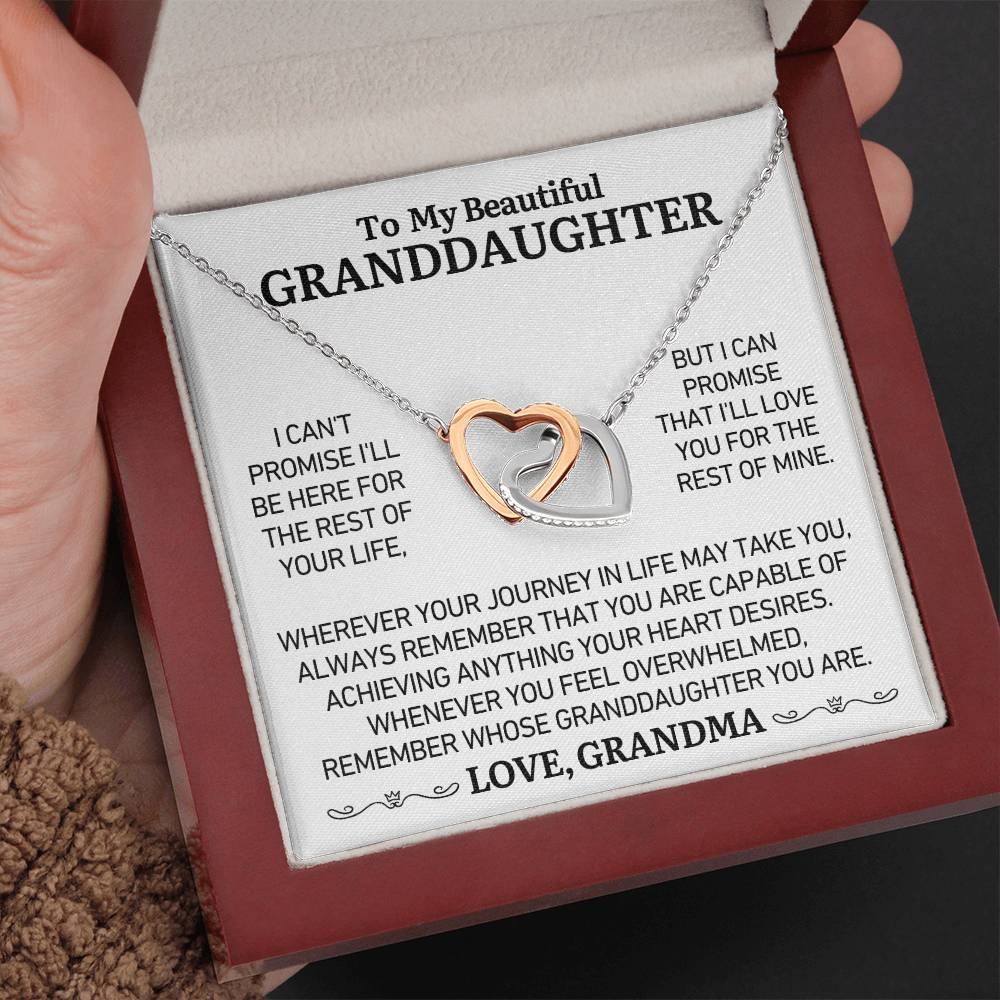 To My Beautiful Granddaughter - Love Grandma - Twin Heart Necklace - Gift Set