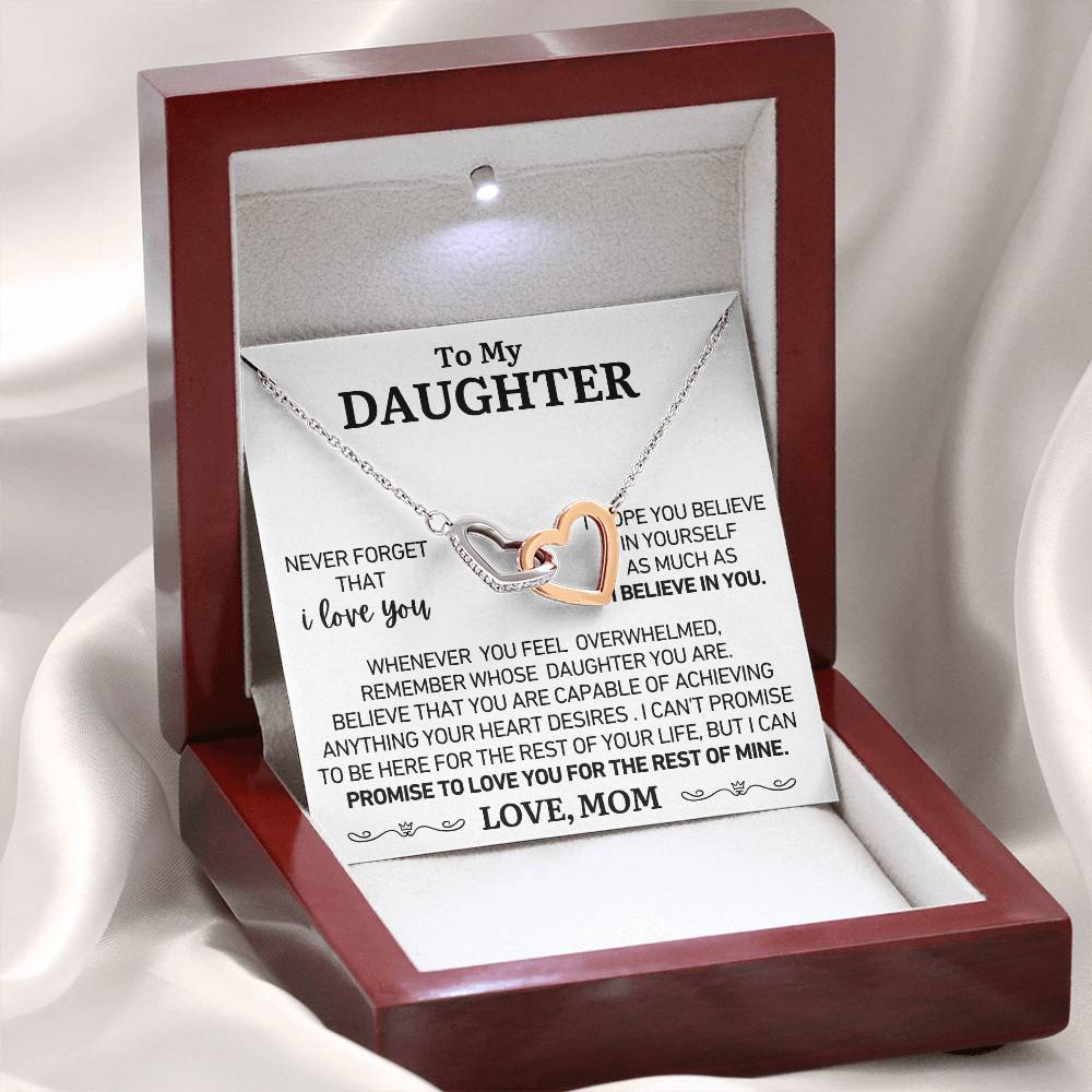 To My Daughter - Love Mom - You Are Capable - Twin Heart Necklace - Gift Set