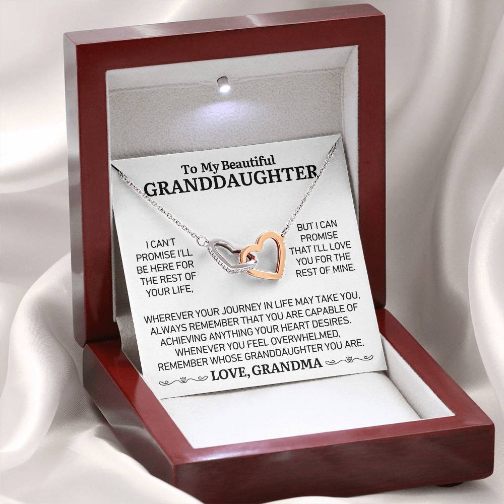 To My Beautiful Granddaughter - Love Grandma - Twin Heart Necklace - Gift Set