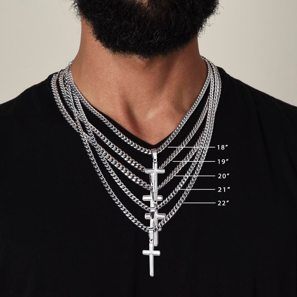 TO MY SON - Braver, Stronger, Smarter, (Love Dad) Cross Necklace