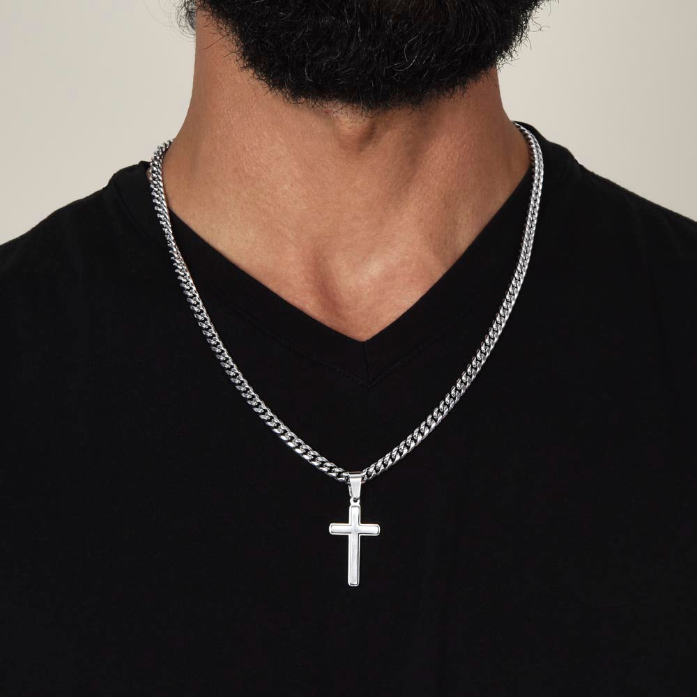 TO MY SON - Braver, Stronger, Smarter, (Love Dad) Cross Necklace