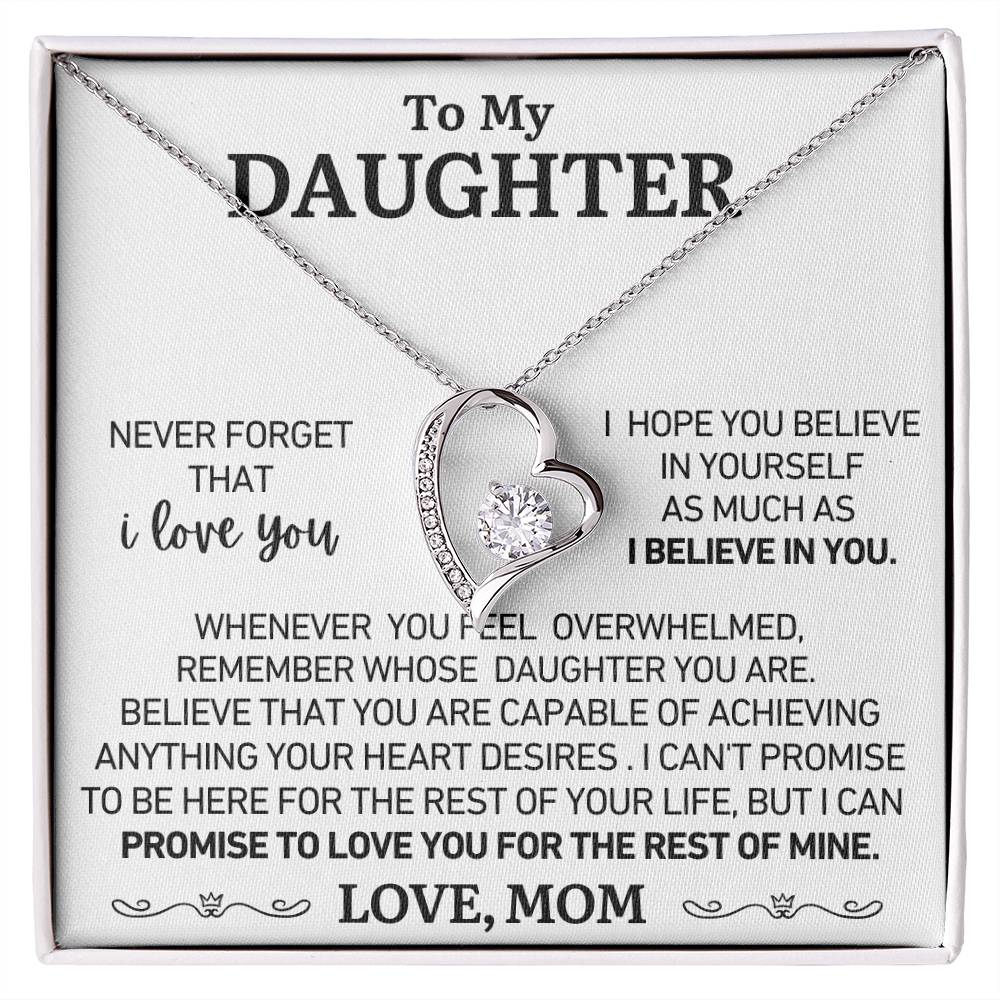 To My Daughter - Love Mom - You Are Capable - Forever Heart Necklace - Gift Set
