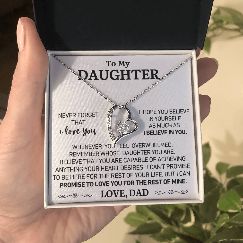 To My Daughter - Love Dad - You Are Capable - Forever Heart Necklace - Gift Set