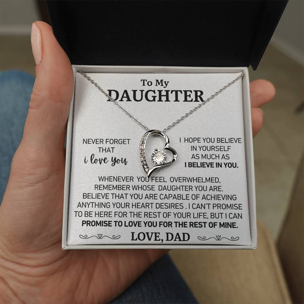 To My Daughter - Love Dad - You Are Capable - Forever Heart Necklace - Gift Set