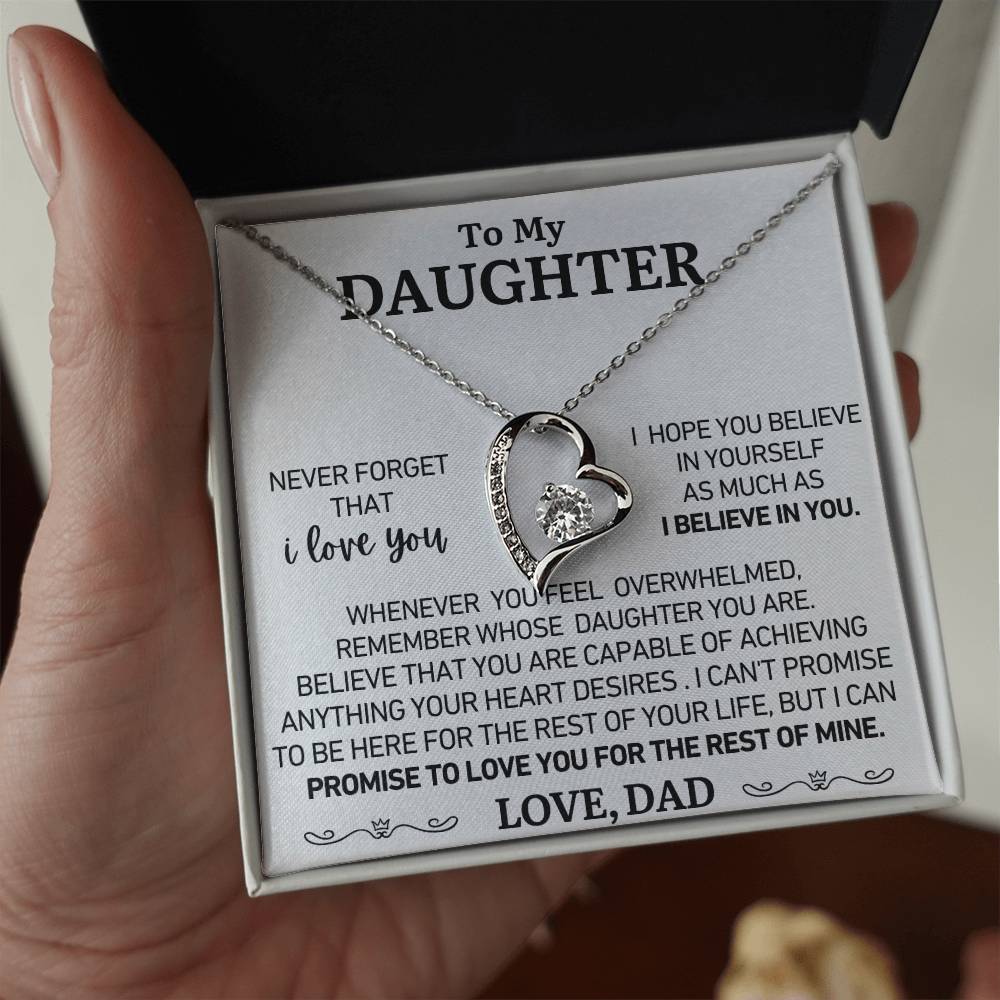 To My Daughter - Love Dad - You Are Capable - Forever Heart Necklace - Gift Set