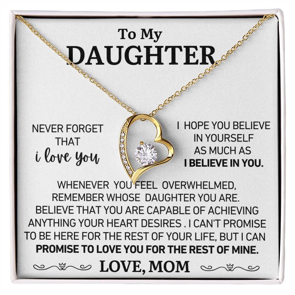 To My Daughter - Love Mom - You Are Capable - Forever Heart Necklace - Gift Set