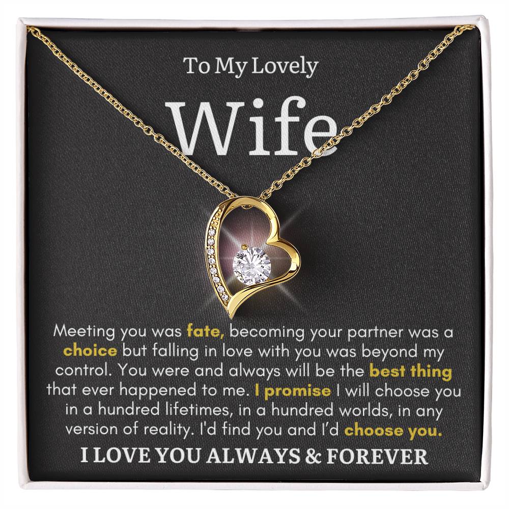 To My Lovely Wife - Meeting You Was Fate - Forever Heart Necklace