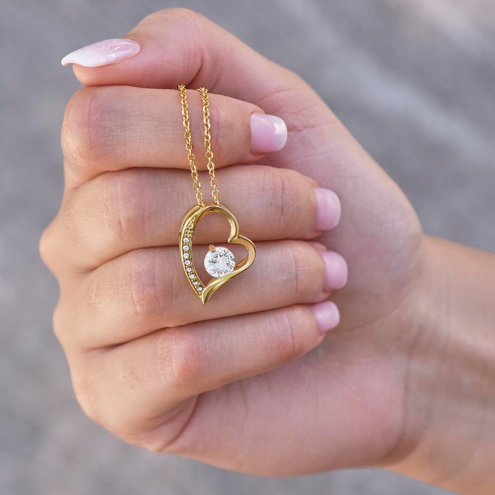 To MY WIFE - Can't Live Without You - Forever Heart Necklace (White Background)