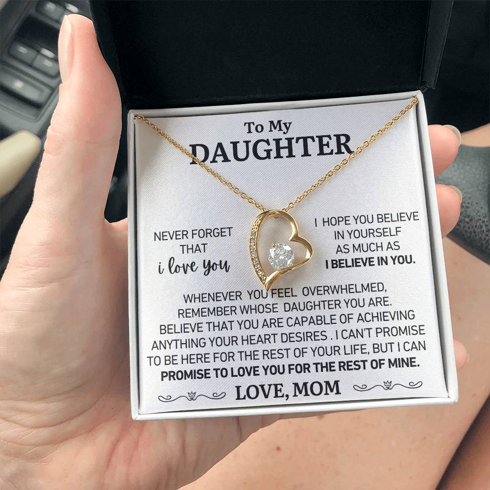 To My Daughter - Love Mom - You Are Capable - Forever Heart Necklace - Gift Set