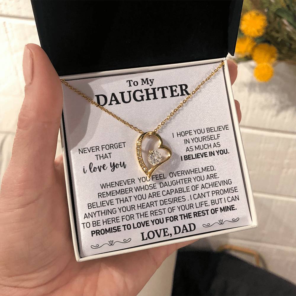 To My Daughter - Love Dad - You Are Capable - Forever Heart Necklace - Gift Set