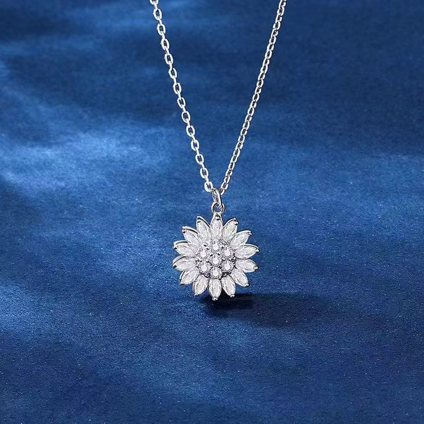To My Granddaughter Sunflower Rotating Necklace