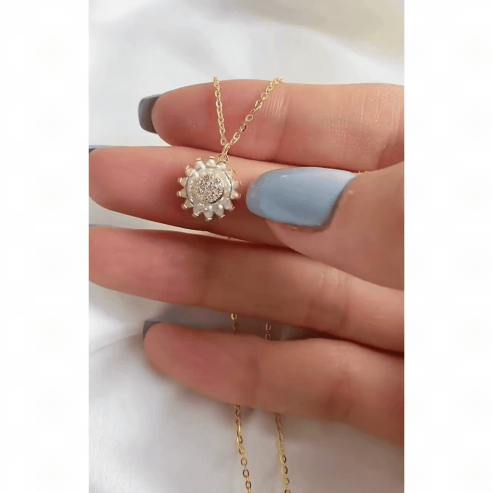 To My Granddaughter Sunflower Rotating Necklace