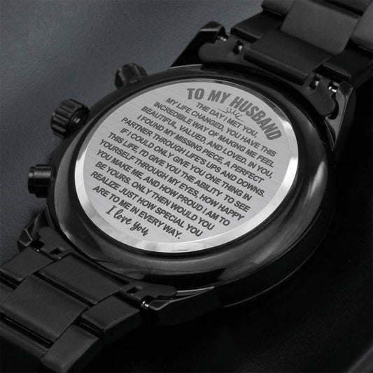 To My Husband - Proud To Be Yours - Engraved Premium Watch - Gift Set