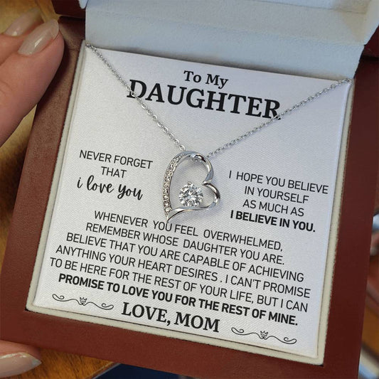 To My Daughter - Love Mom - You Are Capable - Forever Heart Necklace - Gift Set