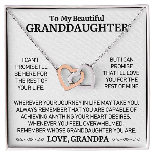 [ALMOST SOLD OUT] To My Beautiful Granddaughter - Love Grandpa - Twin Heart Necklace - Gift Set