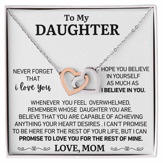 To My Daughter - Love Mom - You Are Capable - Twin Heart Necklace - Gift Set